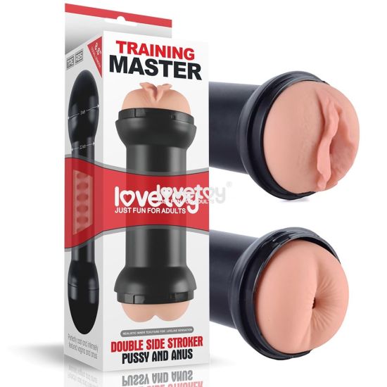 Training Master, oboustranný masturbátor pro muže, Stroker - vagina a anál, 21 cm