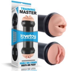 Training Master, oboustranný masturbátor pro muže, Stroker - vagina a ústa, 21 cm